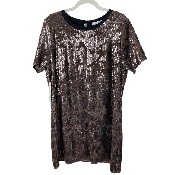 Anthropologie X RO & DE Andi Sequined Velvet Tee Shift Dress Holiday Party NEW - Picture 1 of 11
